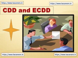 CDD and ECDD infographic comparing Customer Due Diligence and Enhanced Customer Due Diligence processes, including KYC, risk assessment, source of funds, transaction monitoring, and ongoing review.