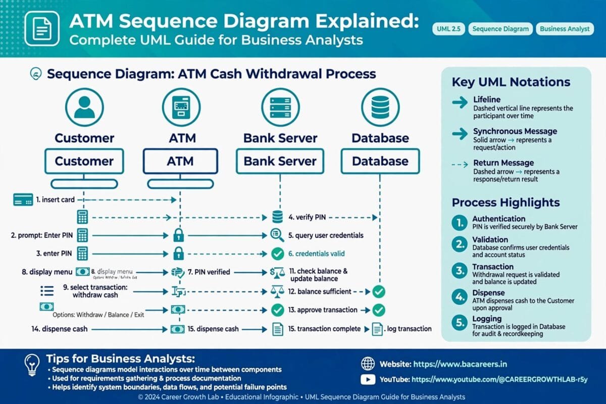 ATM Sequence Diagram Explained: Complete UML Guide for Business Analysts