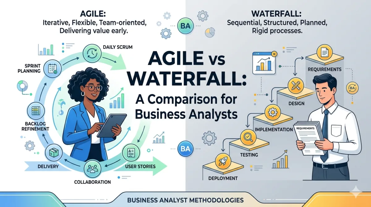 Agile vs Waterfall for Business Analysts: Key Differences, Roles & Real Examples (2026 Guide)