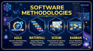 Software development methodologies guide covering Agile and Waterfall models for business analysts