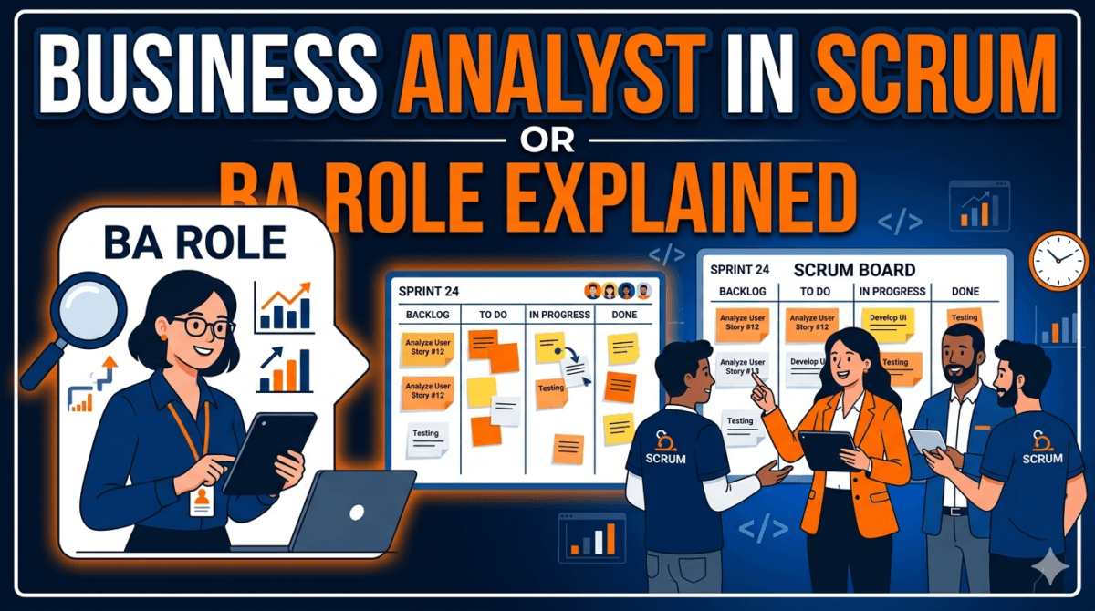 Business Analyst role in Scrum framework diagram for bacareers.in